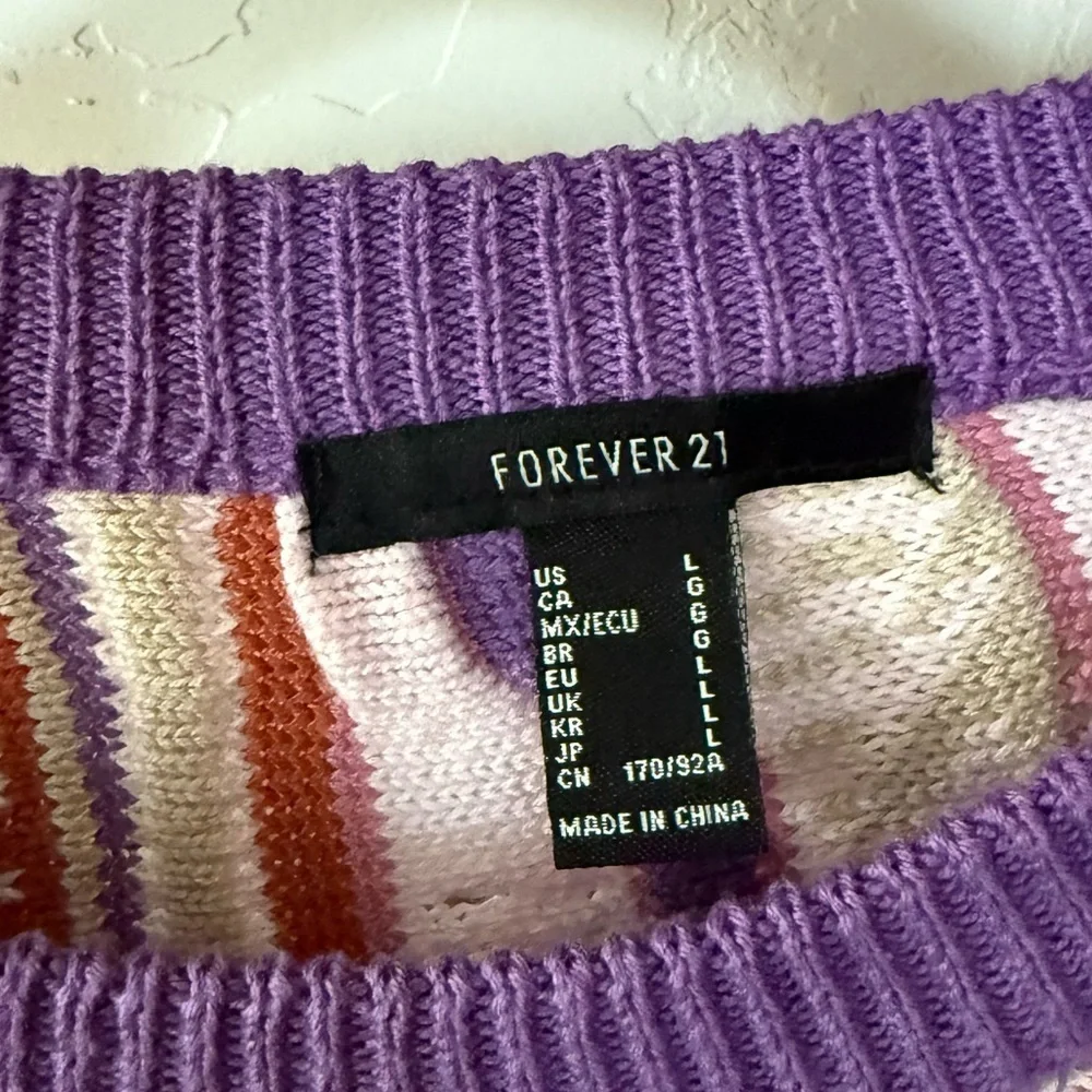 Forever 21|Vintage coogi style grandpa sweater,Colorful pastel & textured•LARGE